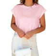 thumbnail image 2 of Sherrylily Women Cropped T-Shirts Rolled Dolman Sleeve Crop Tops Summer Short Sleeve Tees, 2 of 6