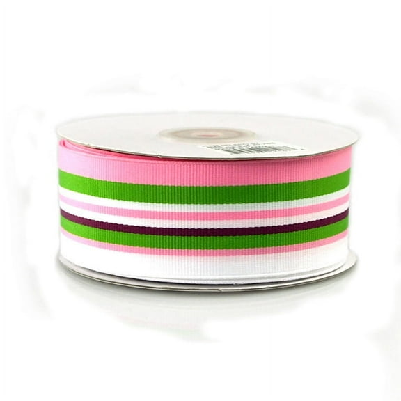 Rainbow Striped Grosgrain Ribbon, 1-1/2-inch, 25-yard, Multi-White