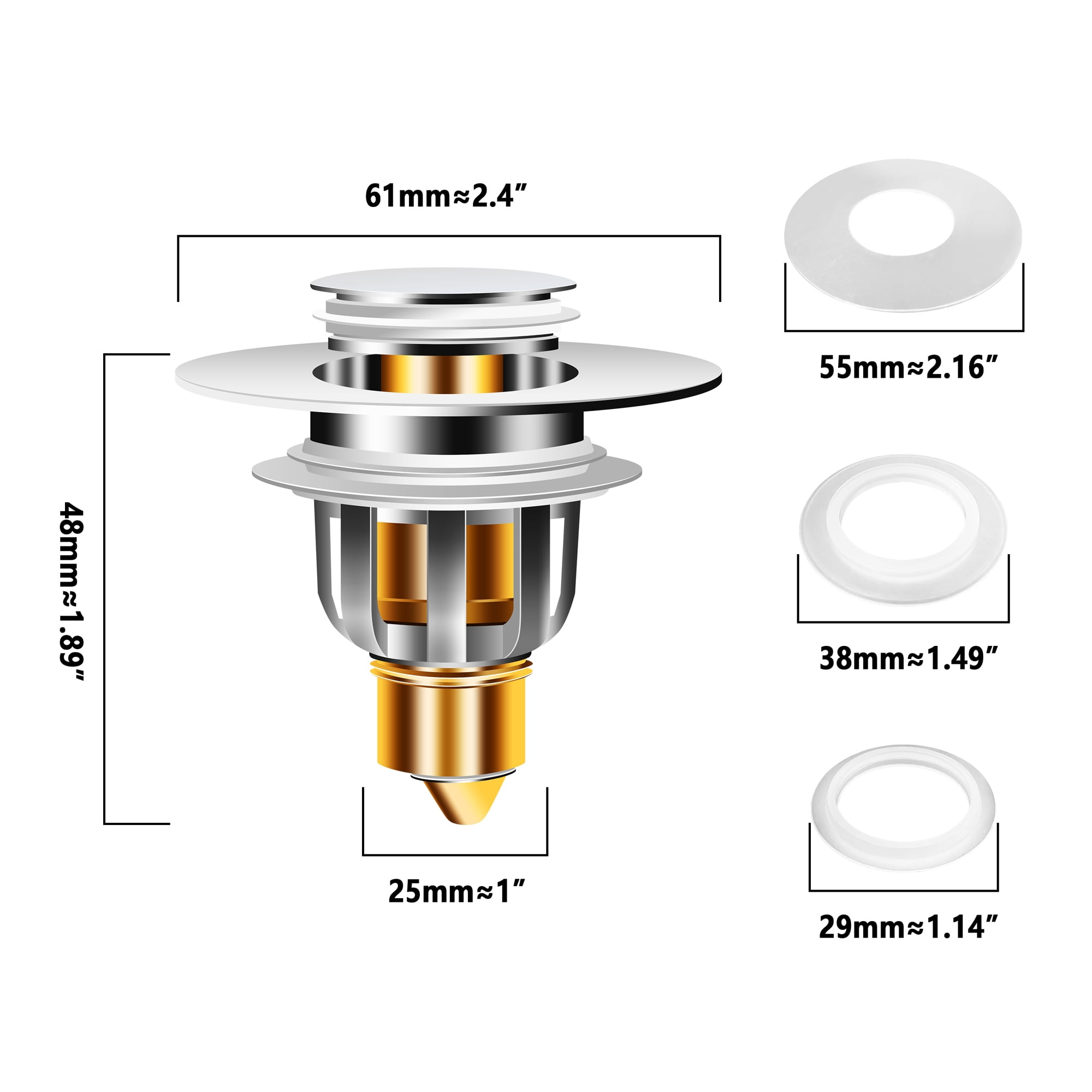 PF WaterWorks 1.25 in. Sink Strain No Clog Hair Catcher Pop-Up