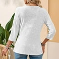 thumbnail image 4 of Zylanna Women's Pullover Sweaters, Heart Print Crew Neck Ribbed Knit 3/4 Sleeve Loose Tops for Women White, 4 of 7