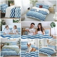 thumbnail image 5 of Cal King 4 Piece Bedding Set Summer Ocean Navy Blue Gradient Ripple Soft Breathable Duvet Cover and Pillowcase,Abstract Geometric Duvet Cover Set Washable Bed Sheets for Bedroom Dormitory Guest Room, 5 of 9