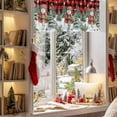 thumbnail image 3 of Christmas Snowman Valances for Windows, 42 x 18in, Winter Xmas Trees Bird Snowflakes Red Plaid Rod Pocket Kitchen Valance Curtain Light Filtering Window Treatments for Living Room Bedroom, 1 Panel, 3 of 7