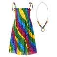 thumbnail image 1 of XUNZOO Robe d'Été Décontractée à Bretelles pour Filles, Robe Bohème Sans Manches à Fleurs, Robe de Plage pour Vacances avec Collier Type B 140, 1 of 7