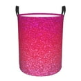 thumbnail image 1 of Balery Light Purple Glitter Cesta de ropa redonda con asas, impermeable, independiente, para ropa, juguetes, dormitorio y familia-Small, 1 of 6