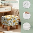thumbnail image 7 of SCRAWLGOD Daisy Floral Print Yellow White Ottoman Cover Stretch Square Ottoman Slipcover for Foot Stool, Anti-Scratch Folding Storage Furniture for Living Room with Nonslip Elastic Bottom, 7 of 7