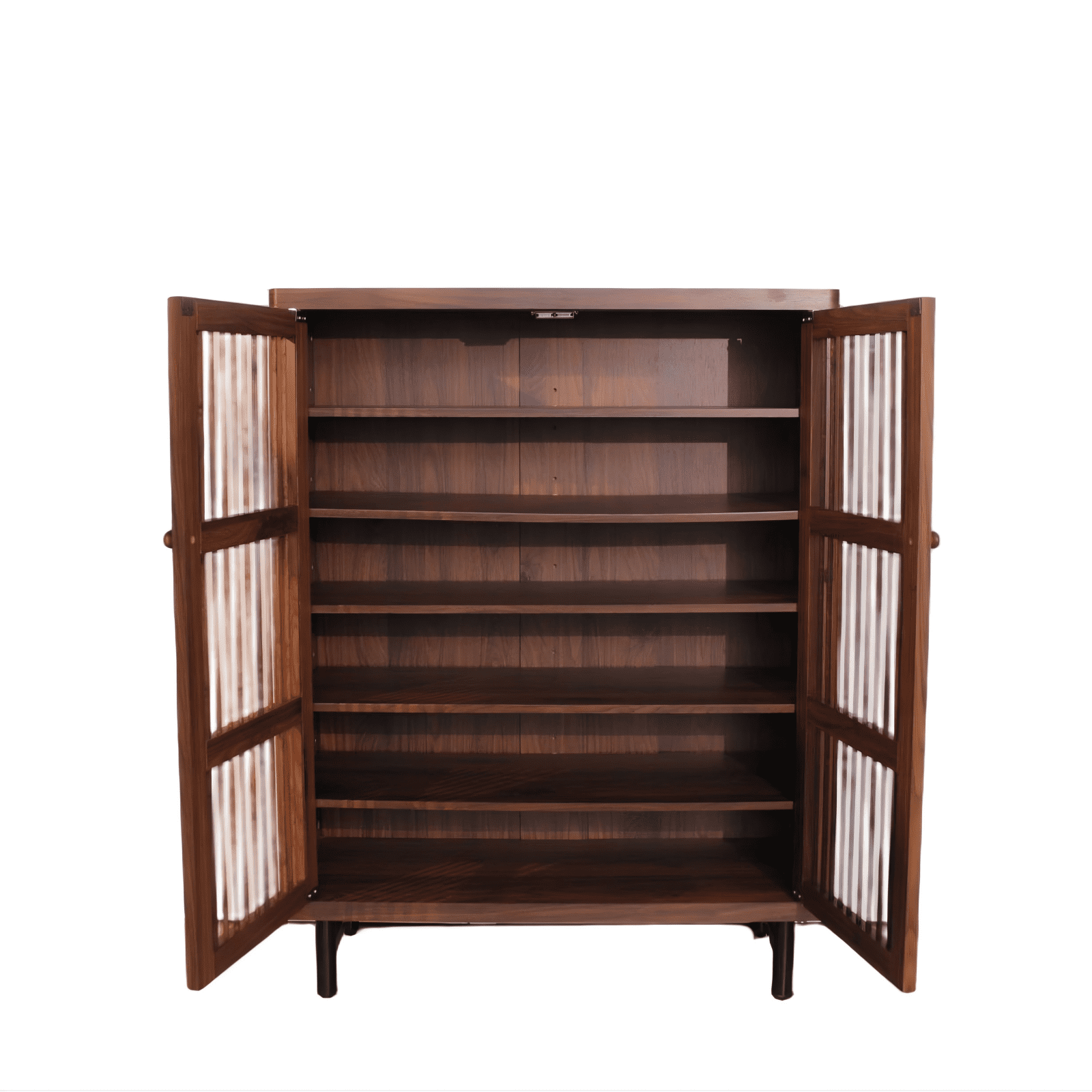 Mintazer 6 Tier Shoe Cabinet with Breathable Louver Doors, Freestanding Shoe Storage Organizer with Adjustable Shelves for Entryway Hallway Closet Living Room, Walnut