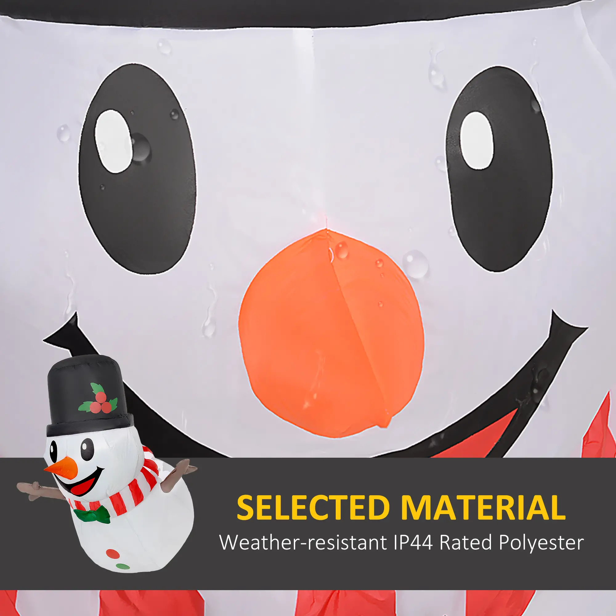Hanging Snowman Christmas Inflatable with LED Lights IP44 Waterproof Polyester Cloth Indoor Outdoor Yard Decoration