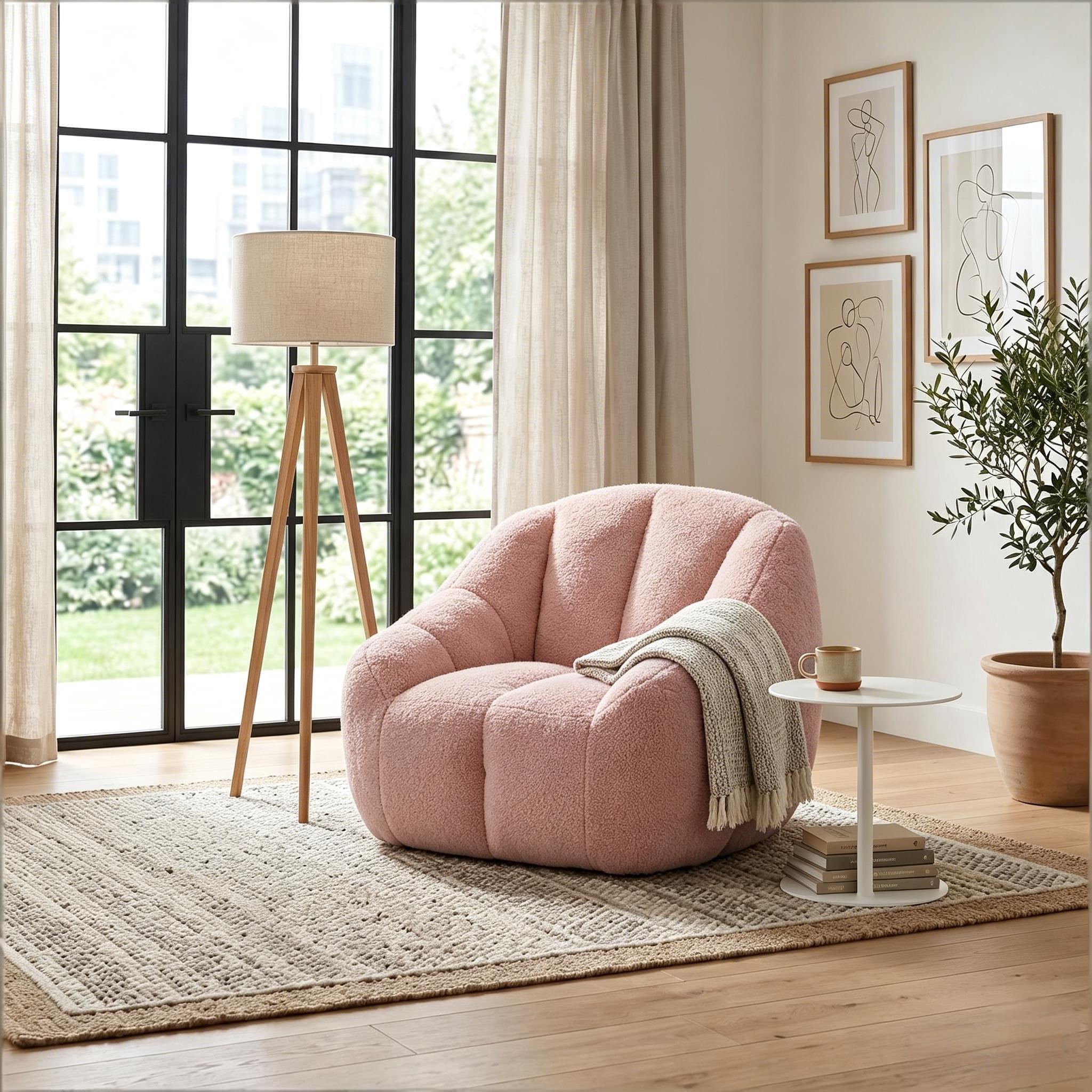 Howcool Bean Bag Chair with Filler, Memory Foam Tufted Fluffy Lazy Sofa for Living Room Dorm Apartment