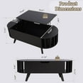 thumbnail image 3 of Wood Lift Top Coffee Table with Hidden Storage, 47.24" Oval Lift Table Top Curved Profile Design Conversation Table for Living Room, Office (Black), 3 of 8