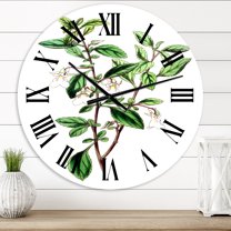 Designart 'Vintage Green Leaves Plants Vii' Traditional Wall Clock