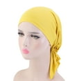 thumbnail image 2 of MSJUHEG Braid Turban Cap Twisted Braid Hat Braid Head Wrap for Women Beading Braid Hat Ruffle Cancer Wrap Cap Sleep Caps Hats for Women Fascinators Hats for Women Polyester 1PC Hat Yellow One Size, 2 of 2