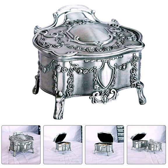 ELAYARD Elegant Jewelry Embossment Jar Silver Zinc Alloy Desktop Adorn