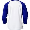 thumbnail image 3 of Complete Game 3/4 Sleeve Baseball Shirt, Youth Small, White with Royal Sleeves, 3 of 3