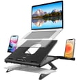 thumbnail image 1 of Naspaluro Laptop Stand, Ergonomic Portable Computer Stand with Dual Phone Holders&Heat-Vent, Multi-Angle Adjustable Laptop Riser for MacBook Pro Air, Notebook, Lenovo, Dell, More 10-15.6 Laptops, 1 of 8