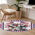 thumbnail image 4 of USA 4th of July Round Area Rug 4Ft Washable Circle Rugs for Bedroom Dining Room, Red Blue Plaid Floral Patriotic Non-Slip Carpet Floor Mats Indoor Outdoor Carpet Runner Aesthetic Home Decor, 4 of 8