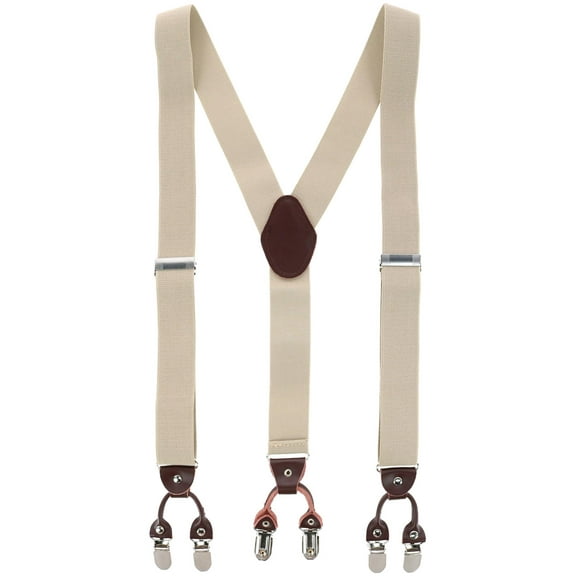 CTM 1.375 Inch Wide Solid Color Y-Back Double Clip-End Suspenders (Men)