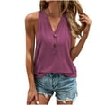 thumbnail image 2 of Sakmal Tank Tops for Women Plus Size Purple V-Neck Sleeveless Comfort Fit Lightweight Solid Tank Tops Casual, 2 of 5