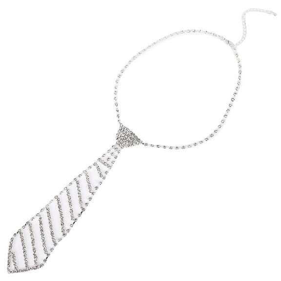 Sparkling Diamond Necktie Necklace Long Fashion Tie Necklace