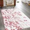 thumbnail image 2 of 3'x5' Area Rugs, Pink Leaves Indoor Outdoor Area Rug for Living Room Bedroom, Summer Botanical Washable Bathroom Rugs Kitchen Floor Carpet Mats Home Decor Aesthetic, 2 of 8