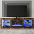 thumbnail image 6 of Bestier Fireplace TV Stand for 75" TVs,Entertainment Center and Media Console with 23" Electric Fireplace, Remote Controlled RGB LED Lighting System and Adjustable Tempered Glass Shelves Rustic Brown, 6 of 12