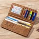 thumbnail image 2 of Monedero de cuero con bloque brillar billetera plegable cuero nobuck largo tarjetero de negocios vintage para hombre, 2 of 5