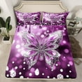 thumbnail image 2 of jejeloiu Cartoon Moth Butterfly Twin Sheet Sets,Chic Diamond Twin Fitted Sheet,Purple Sliver Flat Sheet For Kids,Super Cozy Room Decor,3pcs, 2 of 7