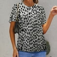 thumbnail image 6 of Leopard Print Pattern Womens Tops Women's Fashion Casual Short Sleeve Flower Print Round Neck Pullover Top Blouse, 6 of 6
