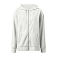 thumbnail image 5 of Basic Zip Up Hoodies for Women 2025 Fall Winter Long Sleeve Loose Fit Plain Hooded Sweatshirt Jacket with Pockets, 5 of 6