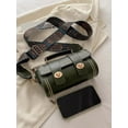 thumbnail image 5 of Women's Vintage Boston Bag Top Handle Satchel Purse Wide Strap Crossbody Handbag with Pom Pom Charm, 5 of 5
