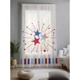 thumbnail image 2 of Sheer Curtains 96 Inches Long, Independence Day Semi Sheer Curtains Light Filtering Window Treatment, 4th of July Red Blue Striped Stars Beige Privacy Voile Drapes for Living Room Bedroom 52x96 Inch, 2 of 7