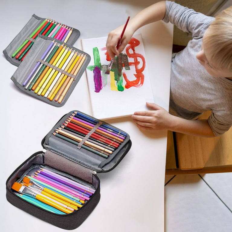 36 Slot Canvas Roll-Up Pencil Case - Large Capacity Pen Holder For Coloring Pencils, Markers & Pens