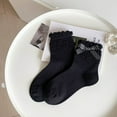 thumbnail image 4 of Ankle Socks - Women Socks Bow Crew Socks Lolita Dress Breathable Soft Girls Socks, Socks for Women,Color: Black Size: One Size, 4 of 5