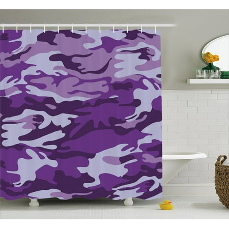 Camouflage Shower Curtain Vibrant Color Abstract Style Splashes
