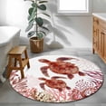 thumbnail image 3 of Ocean Red Turtles Round Area Rug 4Ft Washable Circle Rugs for Bedroom Dining Room, Coastal Coral Nautical Seagrass Flowers Non-Slip Carpet Floor Mats Indoor Outdoor Carpet Runner Aesthetic Home Decor, 3 of 8