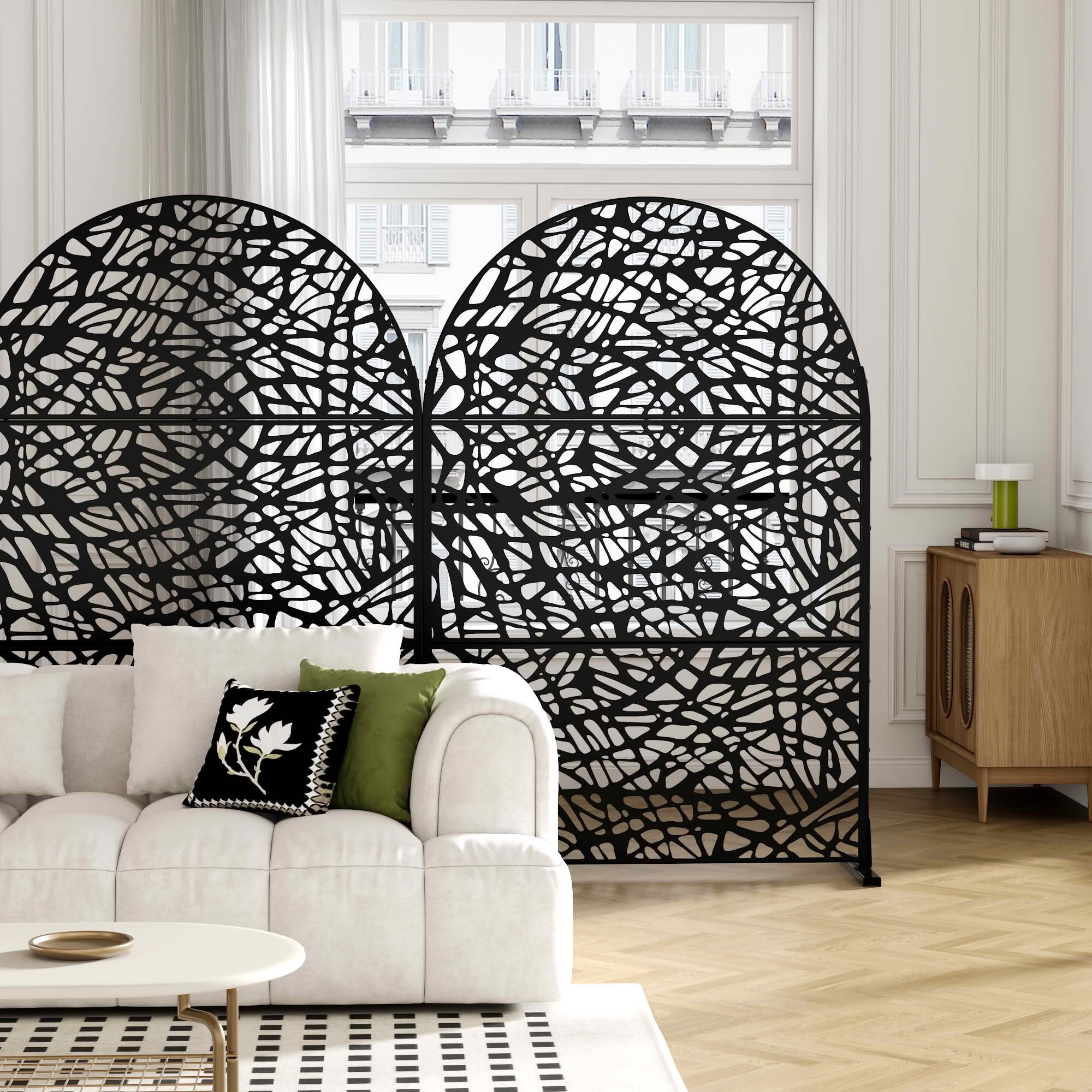 MAYEERTY 72x47 Black Outdoor Natural Privacy Panel Screen, 3 Piece Set Natural Folding Divider for Backyard and Garden