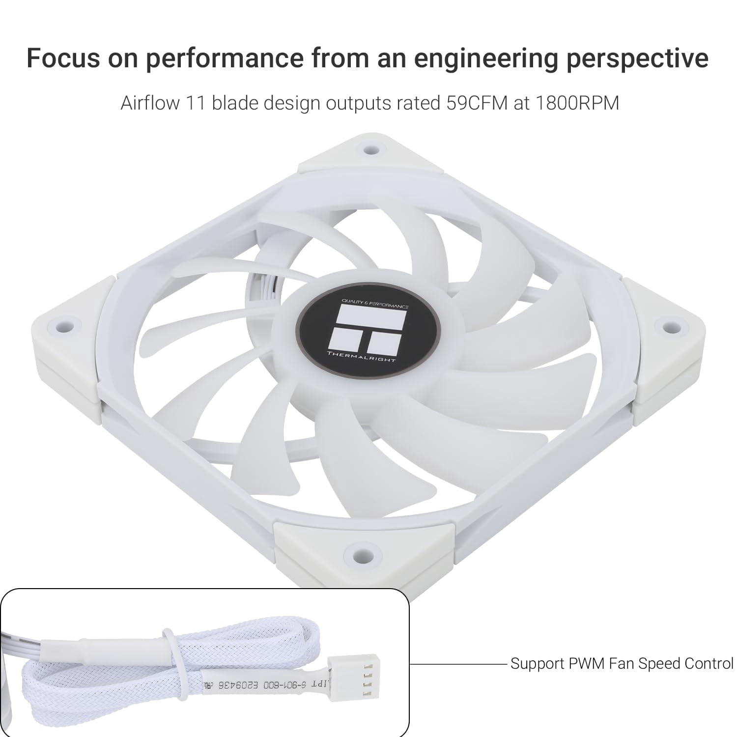 C12015W-S CPU Fan Computer case Fan Quiet 4pin PWM ARGB PC Fan, 15mm Slimline Cooler Fan, 120mm CPU Cooling Fan(White)