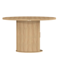 thumbnail image 6 of LAZZO 47" Round Dining Table with Storage, Modern Fluted Side Shelf, Seats 4-6 for Kitchen Dining Room, Natural Wood Color, 6 of 11