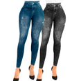 thumbnail image 1 of Pack de 2 Leggins Mujer Unitalla Mezclilla Faja Alta Estilo Pantalón Mezclilla Jegging Tiro Alto, Mallon licra Cómodos Elásticos, 1 of 5