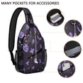 thumbnail image 2 of Sling Backpack,Halloween Silhouette Pattern Sling Bag with Water Bottle Holder,Waterproof Sling Bag for Men/Women with Headphone Jack for Hiking,Travel, 2 of 6