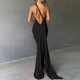 thumbnail image 7 of Black Summer Wedding Guest Dresses for Women Sleeve Less Hanging Spaghetti Strap Maxi Dress Solid Color Elegant Back Less Formal Evening Gowns, 7 of 7