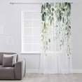 thumbnail image 3 of Eucalyptus Leaf Semi Sheer Curtains Drapes for Living Room, Bedroom, French Doors Window 63 Inches Long, Weeping Green Botanical Summer Rod Pocket Chiffon Curtain Drapery Voile Draperies Panel, 3 of 6