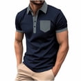 thumbnail image 2 of pstuiky camisetas camisas para hombre, Camisa de manga corta con botones y bolsillo para hombre, con cuello abatible y bloques de color camisetas de hombre xl, 2 of 3