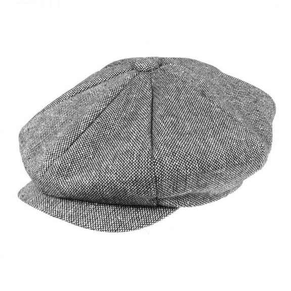 Marl Tweed Wool Blend Big Apple Cap - ONE SIZE FITS MOST - Black