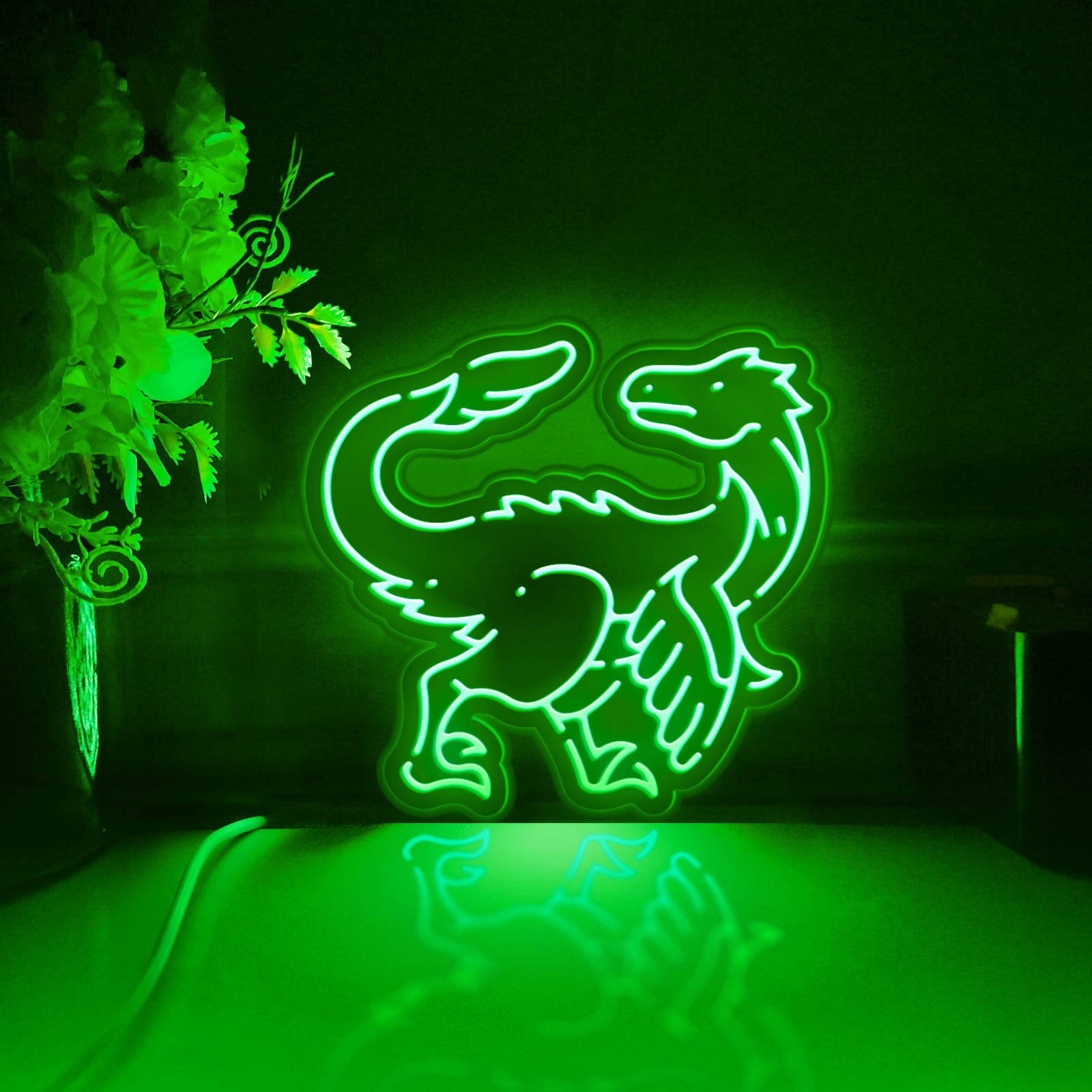 Dinosaur Led Light Box, Dimmable Neon-Like Light Signs USB Power for Wall Decor Bedroom Decoration, Color Flow Effect (WxH) 6"x6"