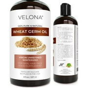 Wheat Germ Oil USP Grade by Velona - 8 oz | 100% Pure and Natural Carrier Oil | Unrefined, Winterized | Cooking, Face, Hair, Body & Skin Care | Use Today - Enjoy Result