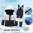 thumbnail image 4 of Kids Snow Suit Boys Girls Winter Thickened Ski Jacket Pants Set Hooded Straps Set Windproof Girls Thanksgiving Outfit, 4 of 4