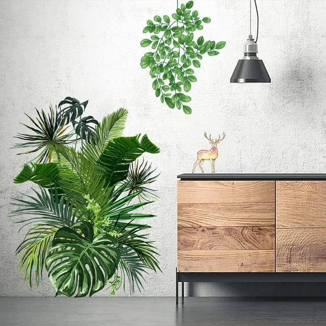 Sticker Mural Feuille de Palmier Feuille Tropicale Murale Imperméable Amovible