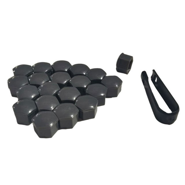 serony 20 Pcs Embouts de Roue de Voiture Couvercle de Moyeu Auto Vis Filetage Anti-Poussière Boulons Jantes Décoration Extérieure Haute Fixation avec Clip 21mm Gris