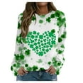thumbnail image 1 of QIPOPIQ Chandails à Manches Longues pour Femmes T-Shirts de la Saint-Patrick Shamrock T-Shirt Chemise Verte Tee T-Shirts de la Saint-Patrick Tunique Col Rond Hauts Amples Chandail T-Shirts des Fêtes T-Shirts Graphiques Aubaines, 1 of 5