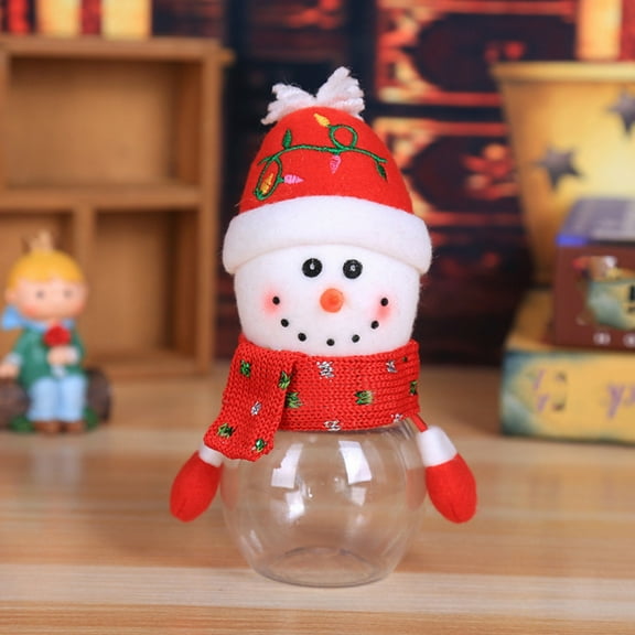 VEFSU Christmas Candy Jars Plastic Candy Cookie Jar Santa Snowman Shaped Candy Storage Container Christmas Candy Jar Ornament for Xmas Holiday Party Supply Home Decor Container Favor Gift Box